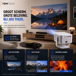 Yemtech® Thuisbioskoop Projector – Mini Beamer – HY450max – 800 ANSI Lumen – Full HD 1080P – 8K Ondersteuning – Android 14 – WiFi 6 – Bluetooth 5.4 — thumbnail 4