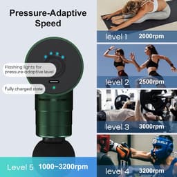 Thijox - Massagepistool Mini voor Diep Weefsel - Draagbaar Spiermassagepistool met 4 Siliconen Koppen - 3200 RPM Pijnverlichting Thuis, Kantoor, Train — thumbnail 4