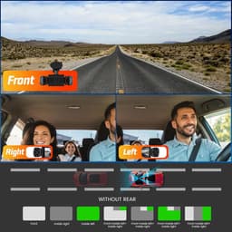 Thijox - 3-Kanaals Dashcam met 64GB SD-kaart - 1080P Full HD, 2.4" IPS-scherm, Draaibare Lens, Nachtzicht, Loopopname & Bewegingsdetectie voor Auto en — thumbnail 2