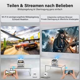SnelShoppen - Smart Beamer 4K Ondersteund, Full HD 1080P Projector met Touchscreen, Dual Display Thuisbioscoop Beamer, 1200 ANSI, Autofocus, WiFi 6 Bl — thumbnail 4