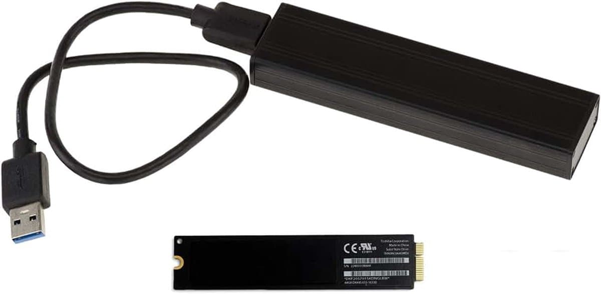 Mac Air 2010 2011 SSD-behuizing naar USB3 (USB 3.0 5G) voor 6+12-pins Mac SSD's (MC505 MC506 MC965 MC968) — afbeelding 1