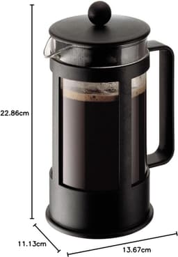 PromoHome French Press Koffiezetapparaat 1L - 8 Kopjes, Borosilicaatglas & RVS, Vaatwasserbestendig — thumbnail 2