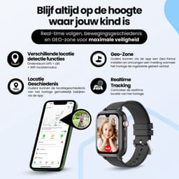 Protectly® GPS Horloge Kind Met Simkaart - 4G - SOS Alarm - Smartwatch Kinderen - GPS Tracker Kind - (Video)bellen - HD Camera - Whatsapp en SMS - Elke polsmaat - Bekijk Locatie Kind - Android en iOS - Incl. Simkaart & Screenprotector — thumbnail 3