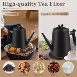 Thijox - Thermostheepot 1,5L met Theezeef en Koffiefilter - Roestvrij Staal, Dubbelwandig, Druppelvrij, Modern Design voor Keuken en Tuin — thumbnail 3