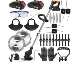 Accu-Grasmaaier – 1800W Borstelloze Motor, 1500 tpm, 15cm Snijbreedte, 2 Batterijen, Verstelbare Hoogte – Voor Thuis & Tuin