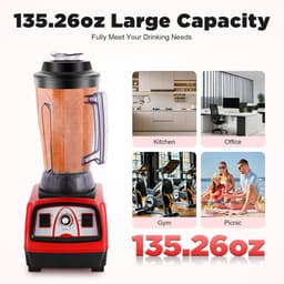 Krachtige Blender - Keukenmachine Smoothies - Gezonde Maaltijden Maken - 2200 Watt Motor - 4 Liter Inhoud - Rood — thumbnail 3