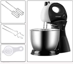 Elektrische Mixer - Keukenmixer Deegmixer - Bakken en Koken - Kantelbare Kop - 3L Kom - Zwart — thumbnail 3