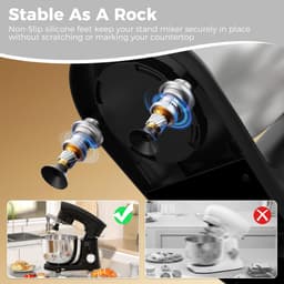 SnelShoppen - Multifunctionele Keukenmachine Standmixer 1500W met 4,5 + 5,5 L Roestvrijstalen Kommen, 10+ Snelheden, Kantelbare Kop, Deeghaak, Klopper — thumbnail 3