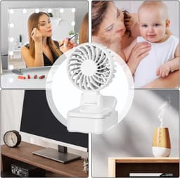 Tafelkoelventilator - Persoonlijke ventilator - Persoonlijk koelen - Stil en oplaadbaar - 60 x 72 x 106 mm - Wit — thumbnail 5