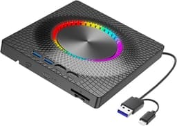 Externe Schijf - Optische Drive - Gegevens Back-up - Multifunctionele Poorten - 140x160MM - Zwart — thumbnail 2