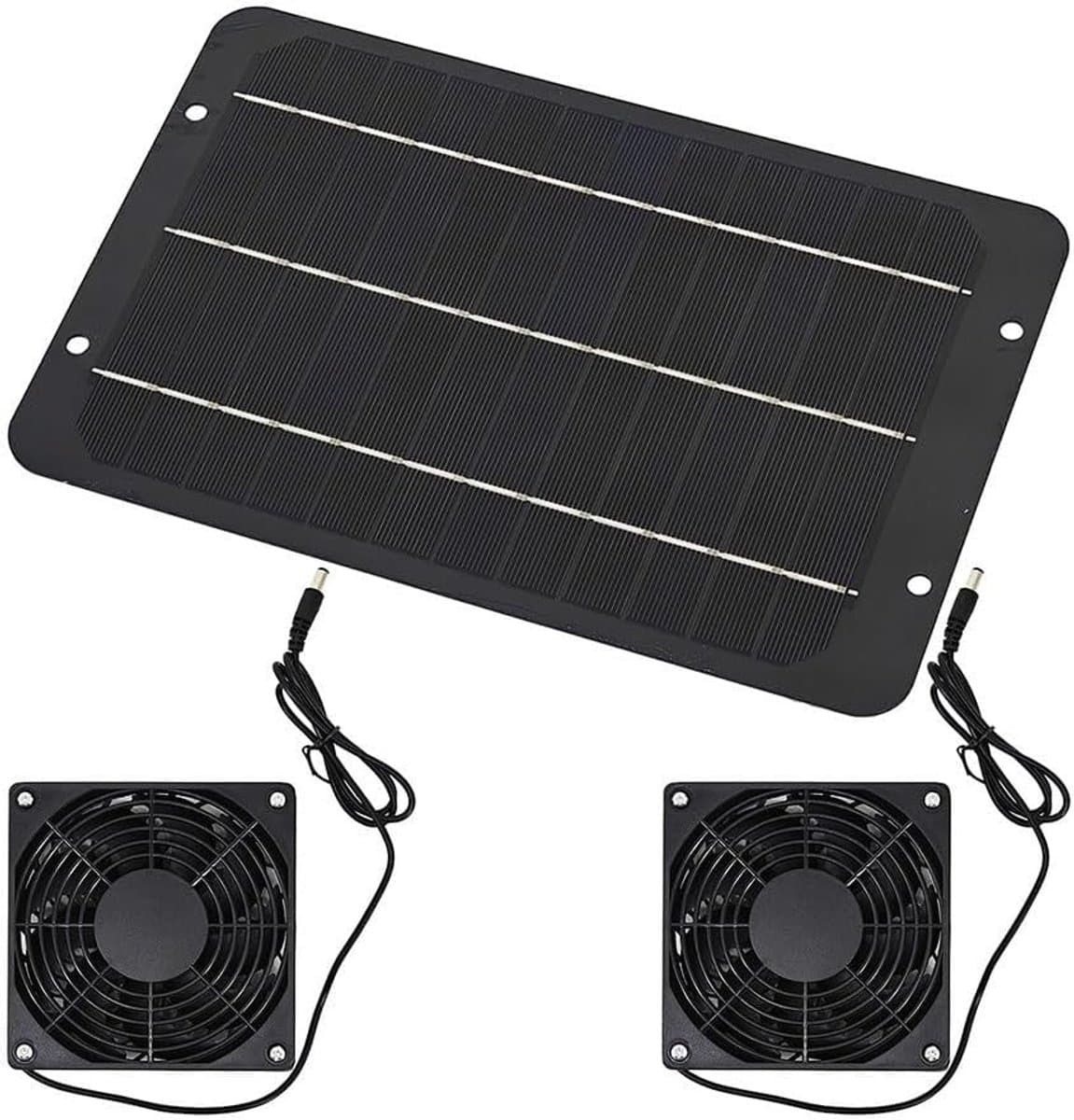 Zonnepaneel Uitlaat Ventilator - Zonne Ventilator Kit - Thuis Ventilatie - Dubbele Ventilator - 29 x 19 x 5 cm — afbeelding 1