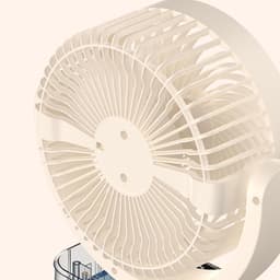 Nachtkastventilator - Persoonlijke Koeler - Kantoor Koelen - Automatische Oscillatie - 21x12x12 cm - Beige — thumbnail 3