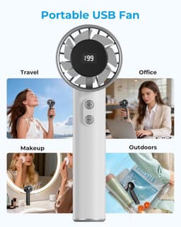 Handventilator oplaadbaar – 199 snelheden – USB tafelventilator met LED display – 3000mAh — thumbnail 5