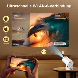 videoprojector 2026, mini-projector, ondersteunt 4K met wifi 6 en Bluetooth 5.4, Android 14, 180 graden draaibaar, 12000 lumen, geïntegreerde 5 W hifi-luidspreker, thuisbioscoop, wit — thumbnail 2
