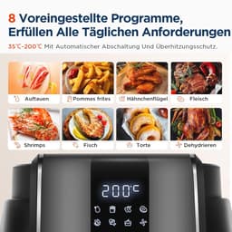 4L XL Heteluchtfriteuse met LED-Touchscreen en 8 Kookfuncties — thumbnail 3