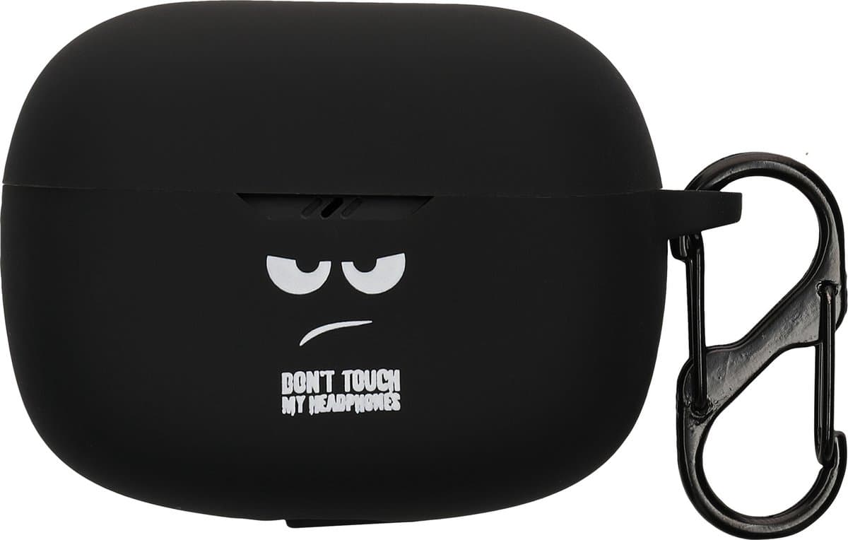 kwmobile Hoes geschikt voor JBL Wave Beam / Beam 2 / Wave 200TWS - Siliconen cover voor oordopjes in wit / zwart / zwart - Don't Touch My Headphones design — afbeelding 1