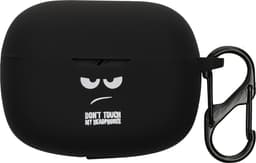 kwmobile Hoes geschikt voor JBL Wave Beam / Beam 2 / Wave 200TWS - Siliconen cover voor oordopjes in wit / zwart / zwart - Don't Touch My Headphones design — thumbnail 1