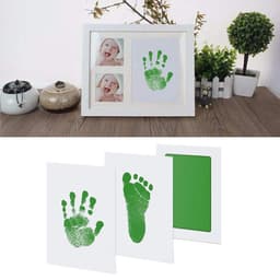 Scoby - 2 x Baby Hand- en Voetafdruk - Inktpad voor Pootafdruk of Neusafdruk - Inktafdruk - Perfect voor Baby's en Huisdieren - Incl. 2 Witte Kaartjes - Groen - 2 Stuks — thumbnail 3