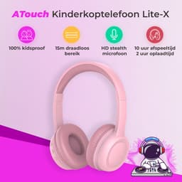 ATouch Kinderkoptelefoon Lite-X – Volumebegrenzing - Koptelefoon kinderen – Microfoon – Bluetooth koptelefoon – Duurzaam – Roze — thumbnail 5