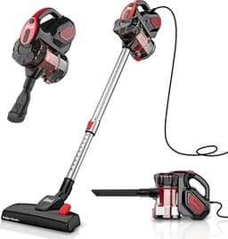 Steelstofzuiger met snoer - 3 in 1 Stofzuiger zonder zak - 3 verschillende opzetstukken - 600W - Rood — thumbnail 1