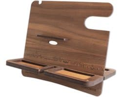 Skyline Desk Organizer Voorschoten - Noten - Bureau Organizer - Telefoonhouder - Tablethouder - Smartwatch Houder - Sorteren spullen - WoodWideCities