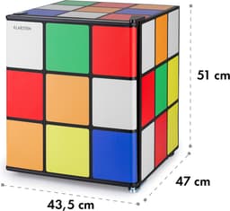 Klarstein Minibar Solve - Minikoelkast, thermo-elektrisch koelsysteem, 48 liter inhoud, mechanische draaiknop, koeling: 0 tot 10 °C, zwart/meerkleurig - Compact Energiezuinig - Mini Fridge - Hotelkoelkast - Kleine Koelkast — thumbnail 4