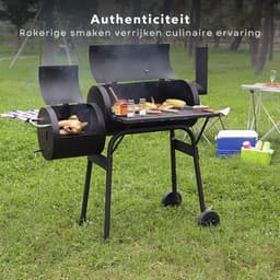 Houtskoolbarbecue - Barbecue Smoker - Houtskool Rookoven - Verrijdbare BBQ - Gegalvaniseerd Staal - Thermometer — thumbnail 3