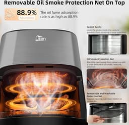 Uten Airfryer XXL 200E - Dual Blaze Technologie - Hetelucht friteuse - 5.5 liter - 14 programma's - 40ºC tot 200ºC - PFAS vrij - 2000W - Grijs — thumbnail 7