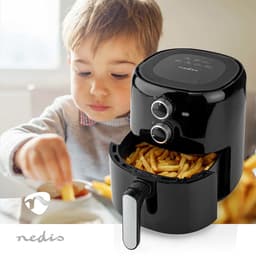 Nedis Airfryer – 3L – Heteluchtfriteuse – Gezond Frituren – Tijdschakelaar – Analoog – Compact – Zwart — thumbnail 11