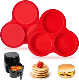 2-pack siliconen eivormpjes voor de airfryer, 10 cm grote ronde muffinvormpjes voor ontbijtsandwiches, eiernuggets, hamburgers, eierpasteitjes en pannenkoeken — thumbnail 4