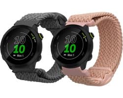 kwmobile Horlogebandjes geschikt voor Garmin Forerunner 55 / Forerunner 165 / 245 / 645 / 570 42mm - 2 x Nylon Smartwatch bandje in grijs / oudroze.