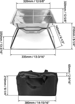Ibenzoa® Roestvrijstalen opvouwbare vuurschaal voor tuin, camping en buitenactiviteiten — thumbnail 2