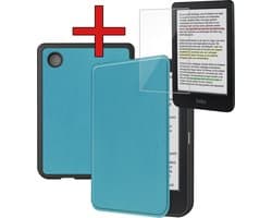 Hoes Geschikt voor Kobo Clara Colour - Met Screenprotector - Luxe E-reader Bescherm Case - Hoesje Book Cover - Turquoise