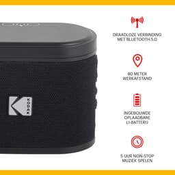 Kodak SoundBrix Bluetooth Speaker – Draadloze Muziek Box – 5W RMS – Zwart — thumbnail 2