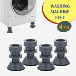 4 stuks - Schokdempers voor wasmachine - Verstelbare schokdempers - Anti-vibratie pads - Verhoog pads - Antislip - Zwart - Geschikt voor huishoudelijke apparaten, tafelpoten — thumbnail 3