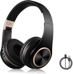Gloovon® - Draadloze Koptelefoon - Bluetooth 5.0 - Intrekbaar en Opvouwbaar - Koptelefoon met Microfoon - Zwart — thumbnail 1