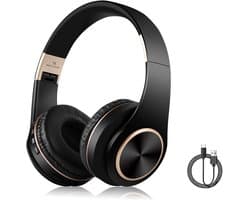 Gloovon® - Draadloze Koptelefoon - Bluetooth 5.0 - Intrekbaar en Opvouwbaar - Koptelefoon met Microfoon - Zwart