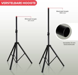 Pyle Luidspreker standaard, Speakerstatief, Monitor Stand met Verstelbare Hoogte Tot 178 cm, Opvouwbare Tripod Stand — thumbnail 3