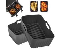 2 stuks siliconen airfryer-liners Geschikt voor Ninja Foodi Dual DZ201, antiaanbak-airfryermandaccessoires, herbruikbare liners voor 8 liter