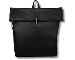 Leren Rugzak - Laptop rugzak – Zwart – Robin – 15.6 inch Laptopvak – Klepsluiting – Trolleyband – Echt Leer – Just Lioné