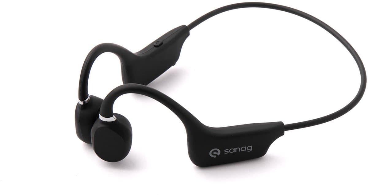 Sanag Bone Conduction Headphone-Draadloze Sport Headphone – Bluetooth Sport Hoofdtelefoon – Open Ear Draadloze Koptelefoon – Waterdicht, Lichtgewicht & Met Microfoon – Voor Hardlopen en Fietsen –Zwart – Sanag — afbeelding 1