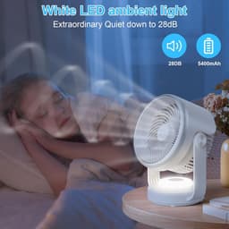 RFWR® Stille Tafelventilator met 4 Snelheden en 70 Graden Oscillatie - Draagbare Circulatieventilator met 5400 mAh Accu voor Thuis en Kantoor — thumbnail 4