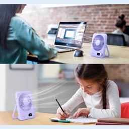 RFWR® Draagbare Mini USB Ventilator met 24u Accu - Fluisterstil en 100 Snelheden — thumbnail 2