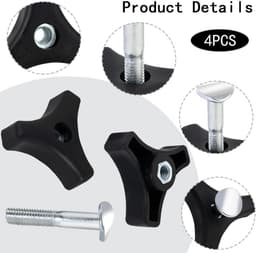 4 stuks universele kunststof grasmaaier handvat knoppen, moeren en bouten - Vleugelmoer en drievoudige hoek maaier handvat bouten - Grasmaaier onderdelen en accessoires — thumbnail 5