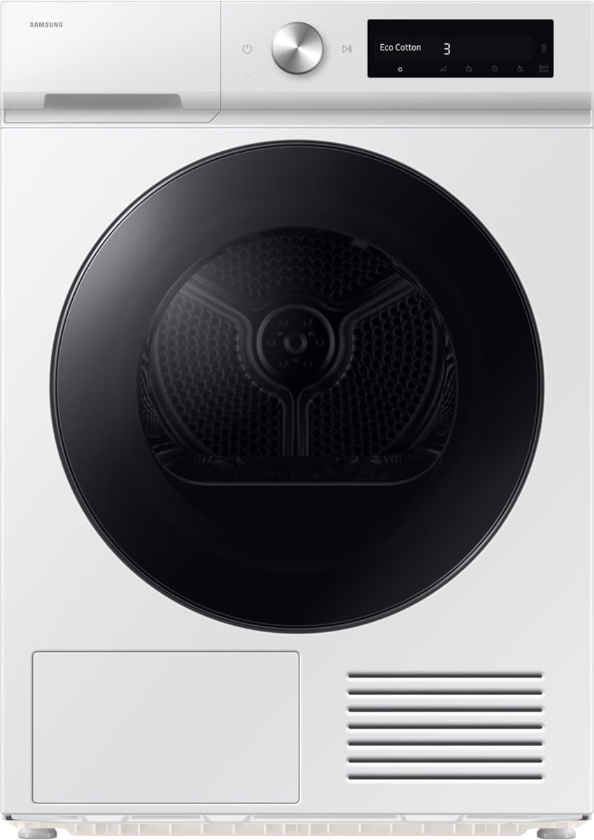 Samsung DV90DB7845GW, Vrijstaand, Voorlader, Warmtepomp, Wit, Draaiknop, Touch, Links — afbeelding 1