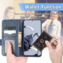 Allecto Plus - Leren Hoesje voor Smartphone - Blauw - Met Magneetsluiting en Kaartsleuf — thumbnail 3