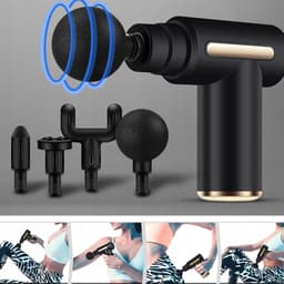Fascia Gun - Massagepistool - 6 snelheidsinstellingen en 4 massagekoppen - Laag geluidsniveau - Perfect voor spierontspanning na het sporten - Geschikt voor nek, armen en benen — thumbnail 3