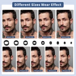 Allecto Premium - Ear Gauges Stretching Kit 36 stuks zwart Siliconen - ooruitbreiding — thumbnail 3