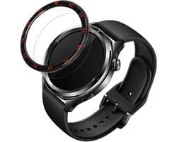 kwmobile Beschermende Ring geschikt voor Xiaomi Watch S4 /Watch S4 eSIM / Watch S3 Fitness Tracker - Bezel Ring voor smartwatch - Beschermring voor smartwatch in zwart / rood.