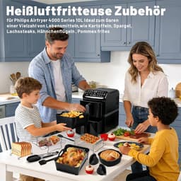 Accessoires Heteluchtfriteuse Gescht voor Philips Airfryer 4000 Serie 10L, Siliconenvorm Accessoireset Heteluchtfriteuse Herbruikbare Ovenschaal voor Philips Stacked Dual Basket Airfryer NA460 10L — thumbnail 9